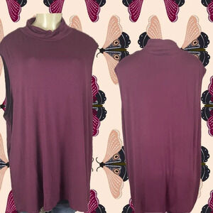 Antthony Originals Plus 3X Purple Mock Neckline Stretch Jersey Sleeveless Top